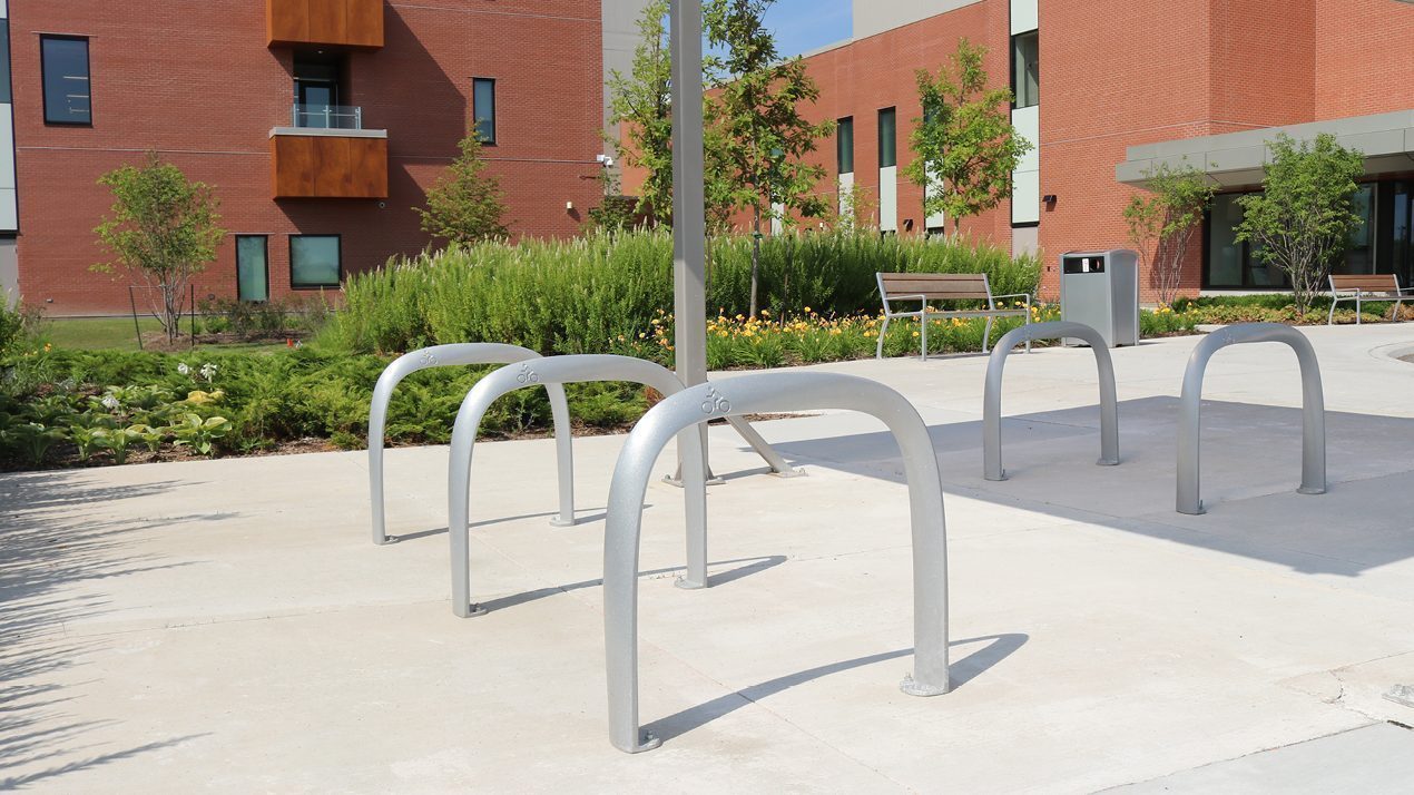 Children's Bike Rack outside of buildings