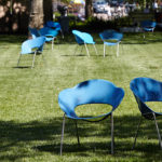 Blue Battery Chairs on grass