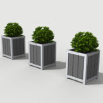 Three Grey Planters with Plants