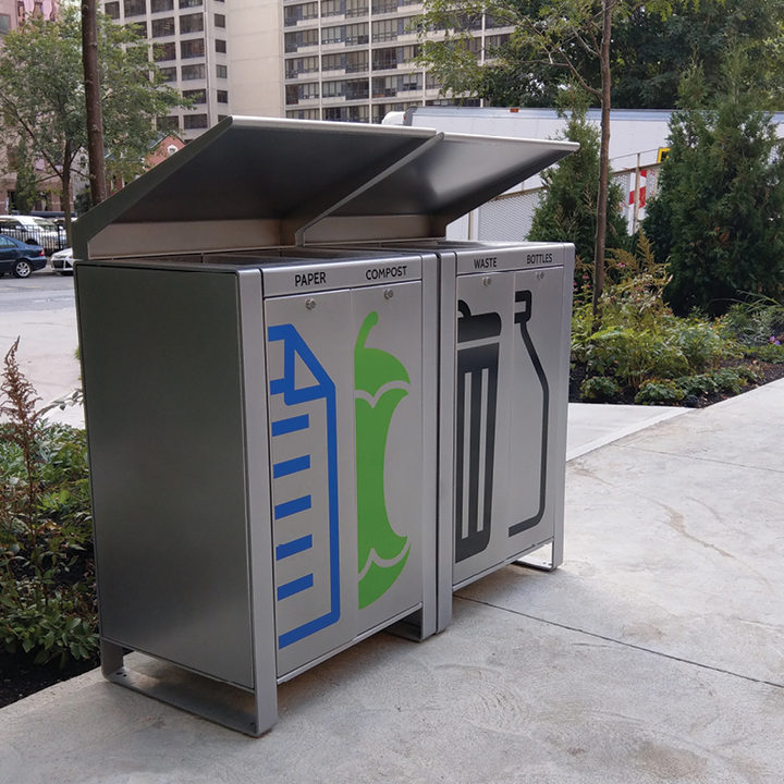 Paper, Compost, Waste and Bottle Trash Unit