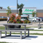 Grey Picnic Table outside Sobeys