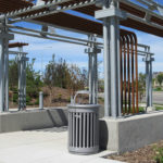 Garbage can with Vertical Slats