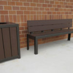 Brown Trash Bin and Bench