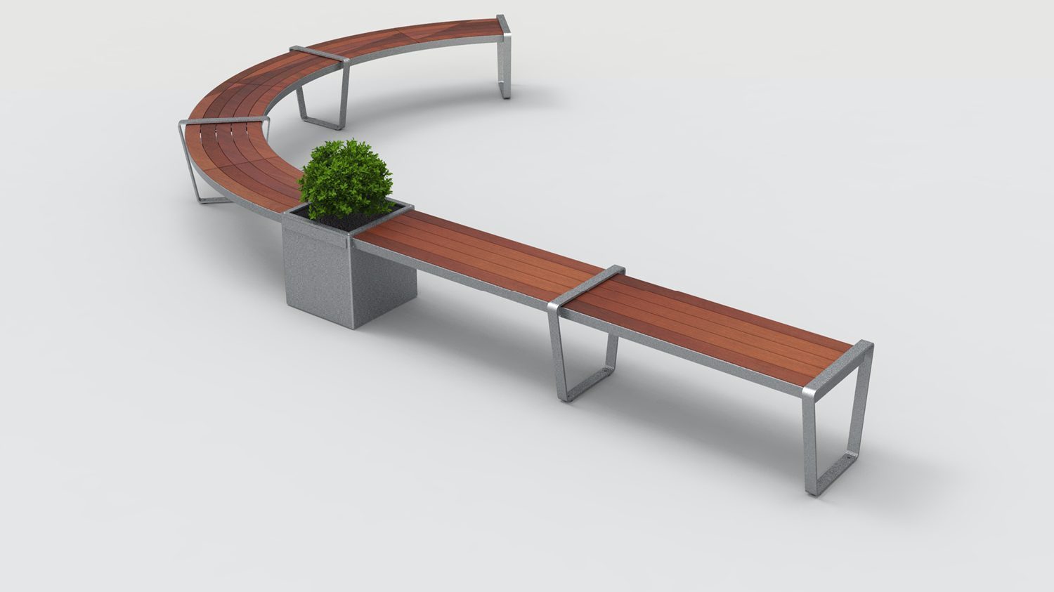 Lexicon Layout LXM1500-00019: Straight and Curved, Backless Wood, Armless, Square Planter