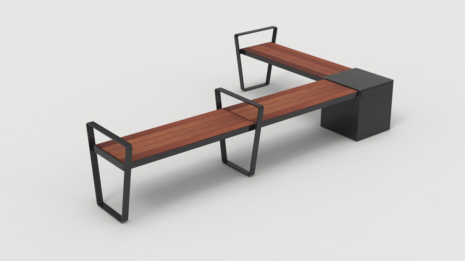 Lexicon Layout LXM1500-00035: Straight, Backless Wood, Arms, Square Module