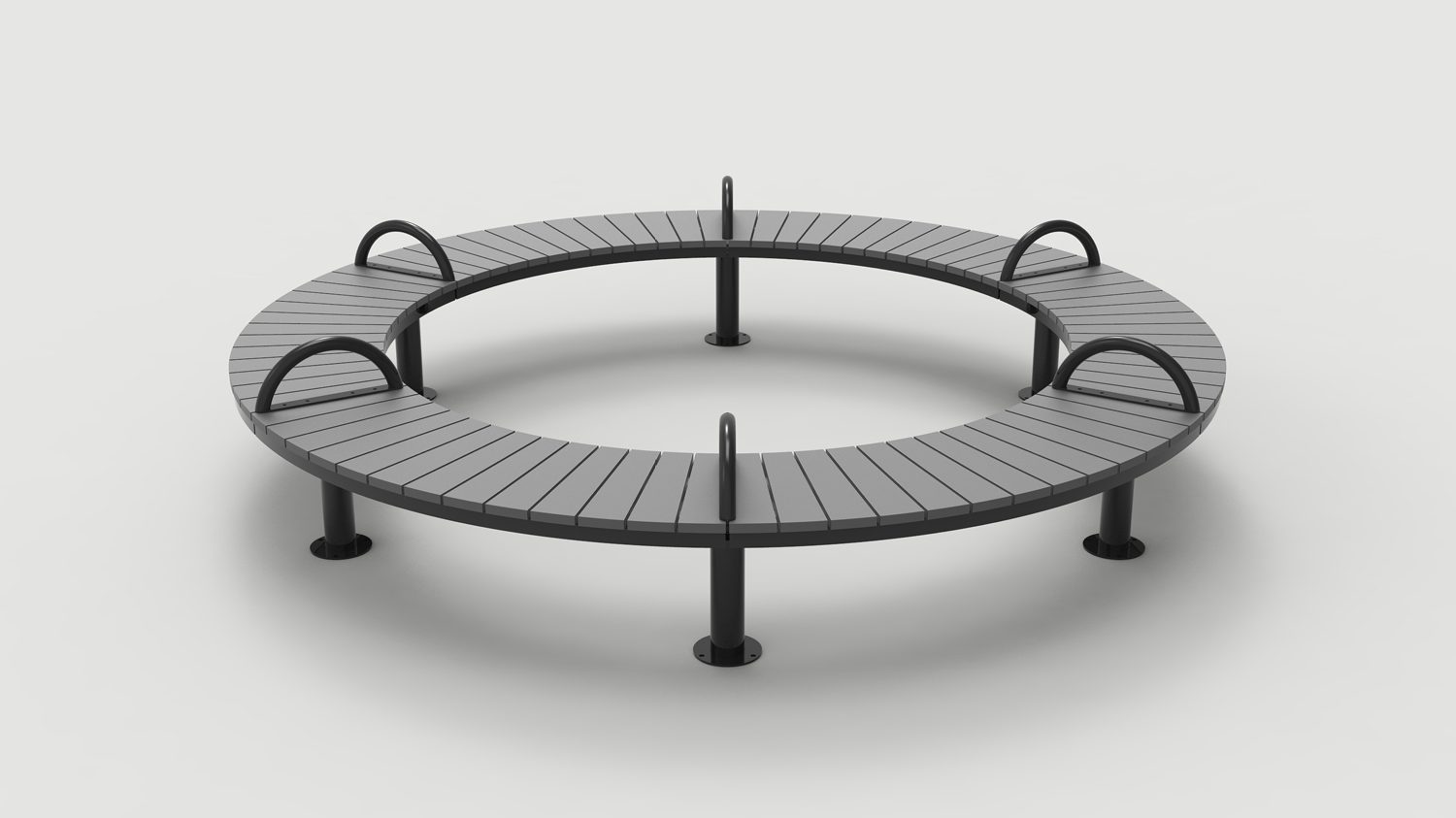 Ogden Layout OGM1900-00042: Circle, front to back slats, hdpe, pedestal legs and arms