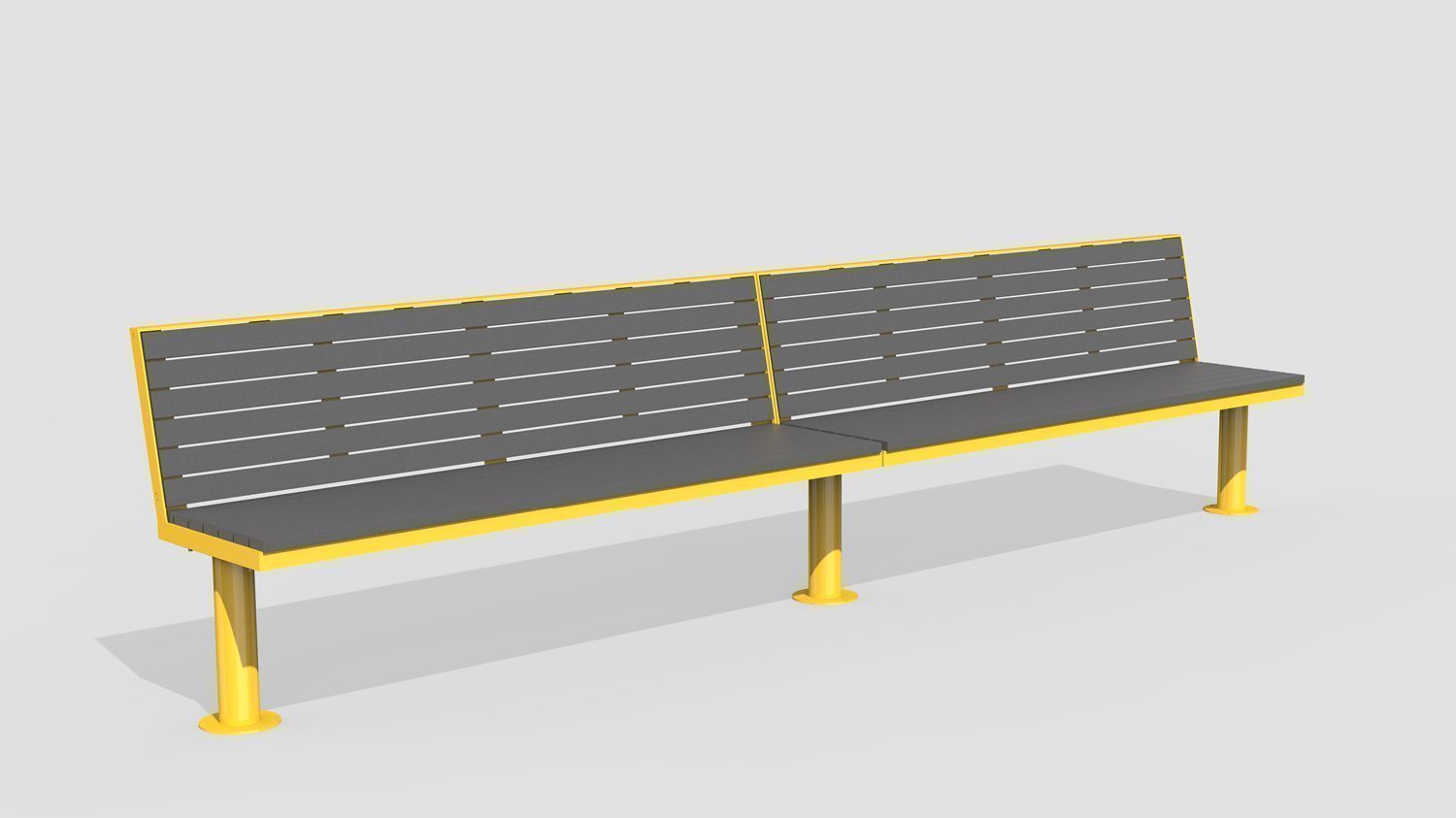 Ogden Layout OGM1900-00247: Backed Straight Seats, left to right slats, hdpe, pedestal legs