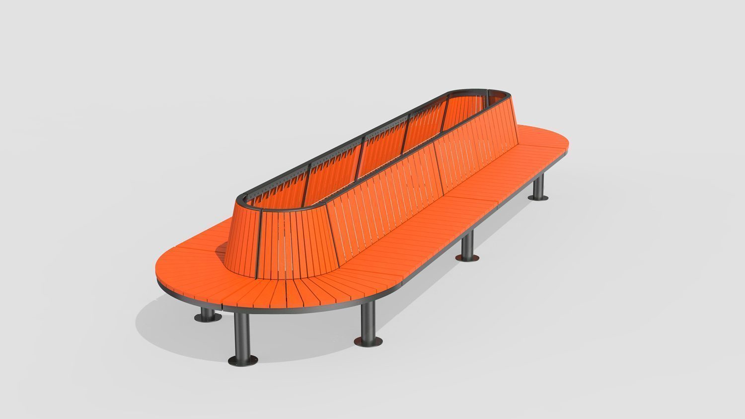 Ogden Layout OGM1900-00249: Combined, front to back slats, hdpe, pedestal legs