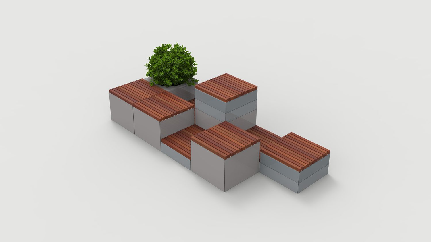 Pixel Layout PLF2200-00052: Tall and Short Blocks, Planter, Wood - Square Profile