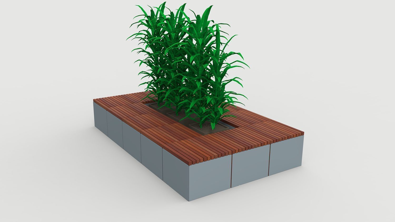 Pixel Layout PLF2200-00059: Tall Blocks with wood tops and planter in center