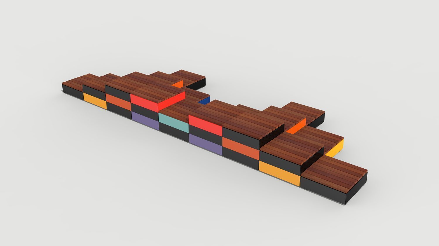 Pixel Layout PLF2200-23879: Colorful stacked short blocks with wood tops