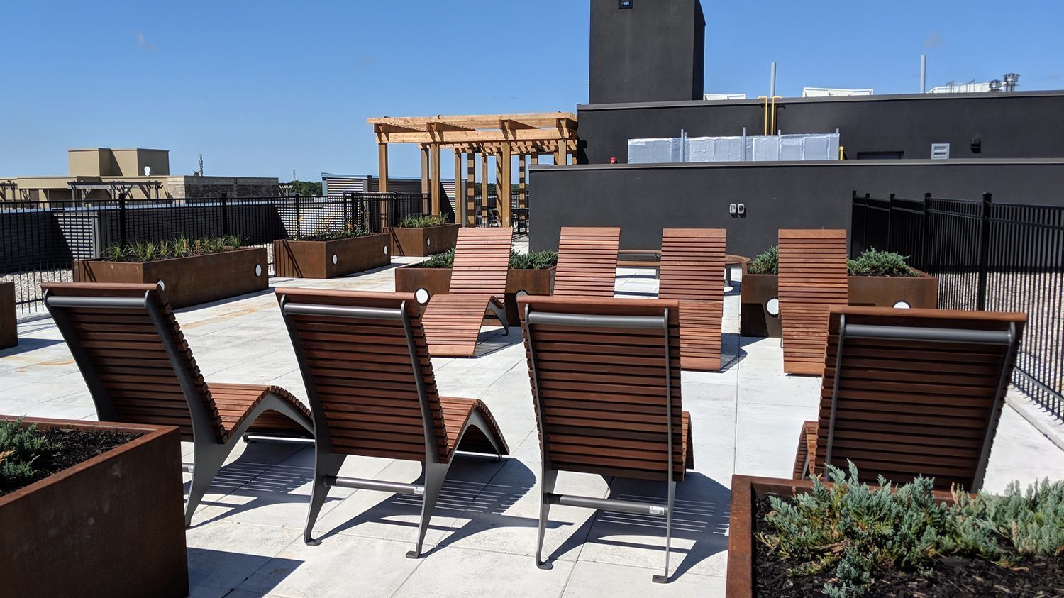 Rooftop Patio with Seating and planters