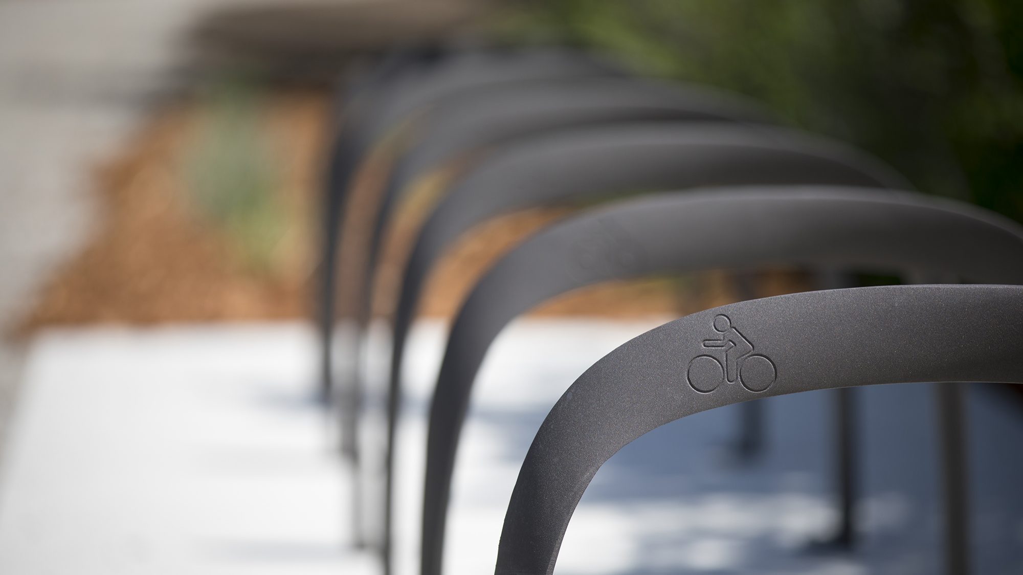 Closeup of bike racks