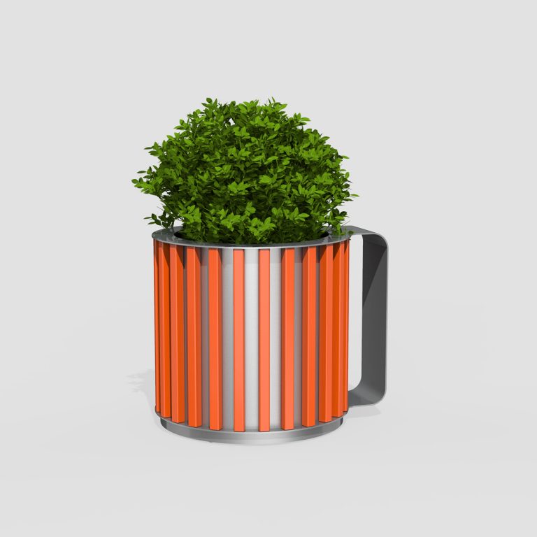 MUG Collection Planter with Bright Orange Slats