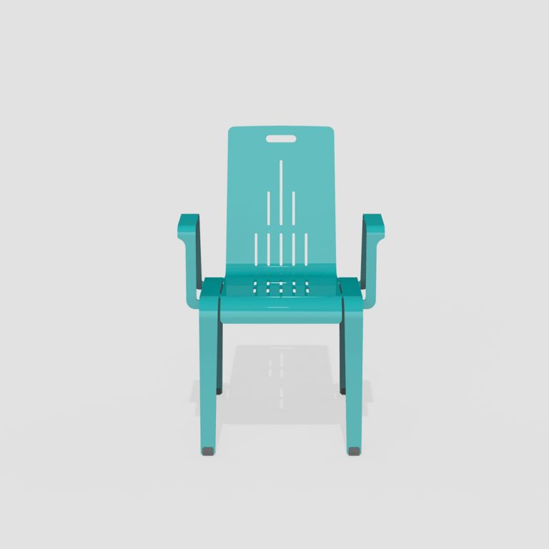 ALUM Chair with side arms painted turquoise