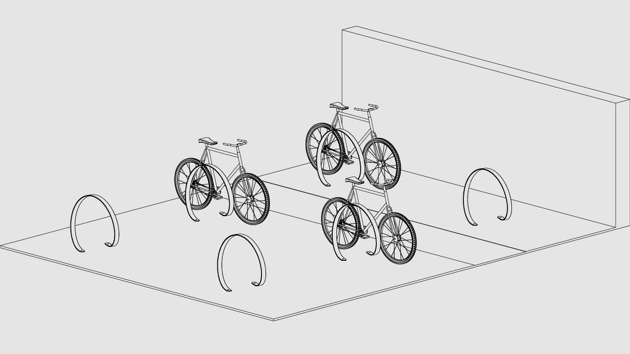 3100 Series - Orbit Stainless Steel Bike Racks placement with bicycles