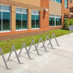 3100 Series - Stainless Steel Bike Racks in front of school