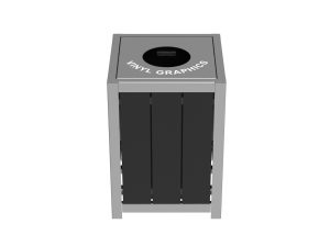 MTR-1050-00014: 1050 Trash Receptacle, Black HDPE Sides, Vinyl Graphics