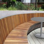 Curved, backed Ogden Bench with Steel 36" Table