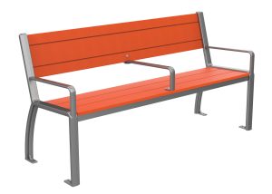 MBE-0970-00066: 970 Backed Bench, OP HDPE Orange, Center Arm