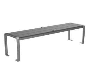 MBE-0970-00075: 970 Backless Bench, OP HDPE Grey, Skate Deterrents