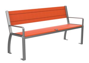 MBE-0970-00078: 970 Backed Bench, OP HDPE Orange, Skate Deterrent