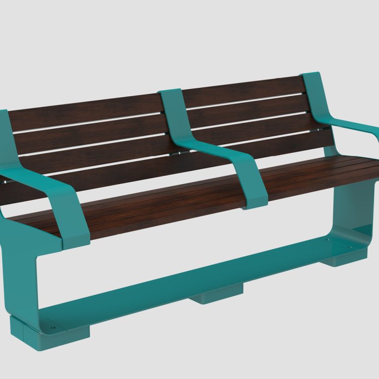 L-Series Backed Bench, Arms, Wood