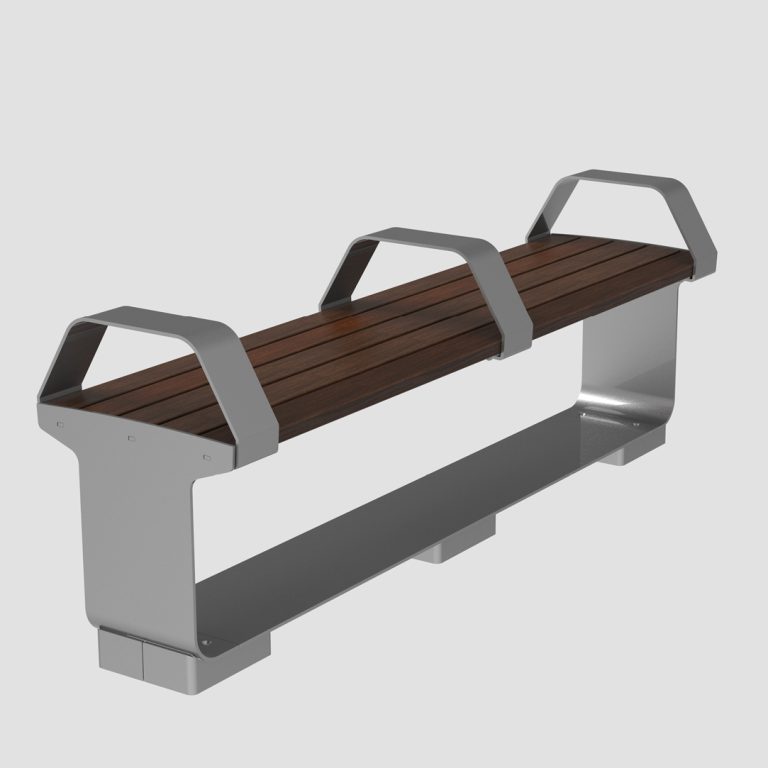 L-Series Backless Bench with Arms, Wood