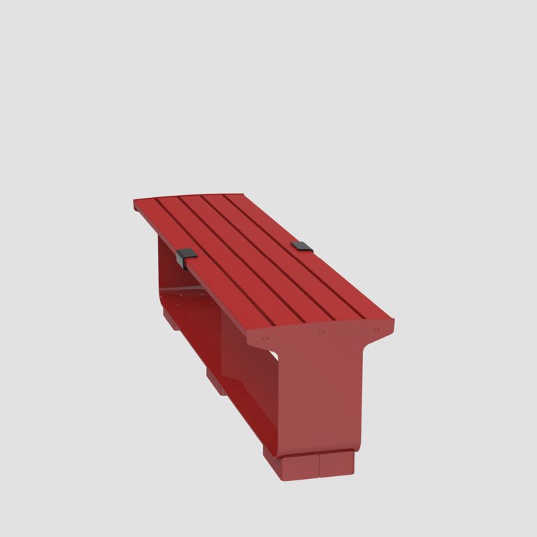 L-Series Backless Bench, Red, Skate Deterrents