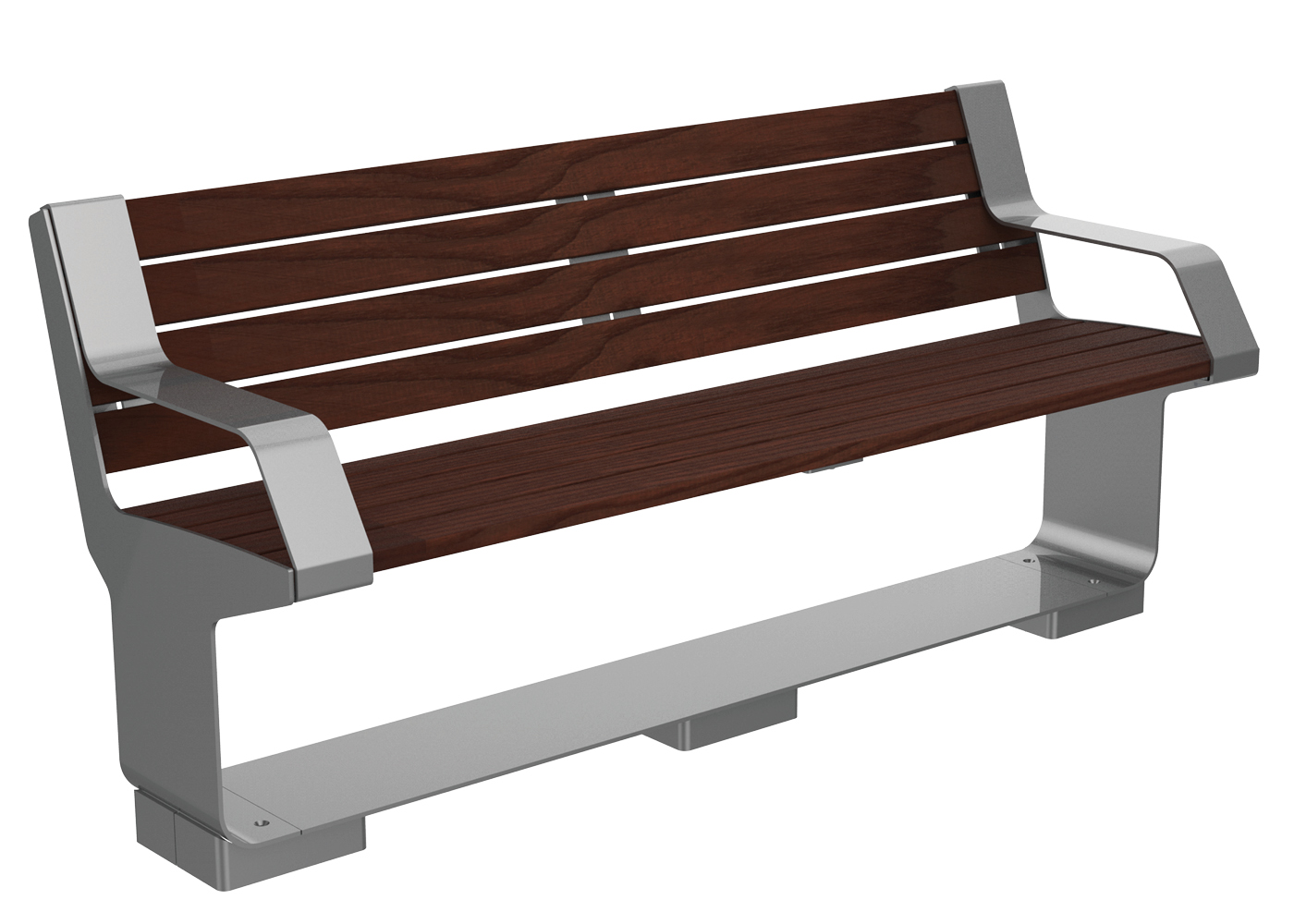 MBE-3000-00005: L-Series Backed Bench, Thermally Modified Ash Wood, Two End Arms