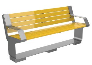 MBE-3000-00006: L-Series Backed Bench, Steel, Two End Arms