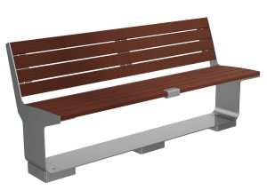 MBE-3000-00010: L-Series Backed Bench, Ipe Wood, Skate Deterrent