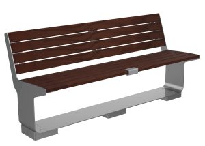 MBE-3000-00011: L-Series Backed Bench, Thermally Modified Ash Wood, Skate Deterrent