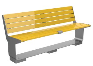 MBE-3000-00012: L-Series Backed Bench, Steel, Skate Deterrent