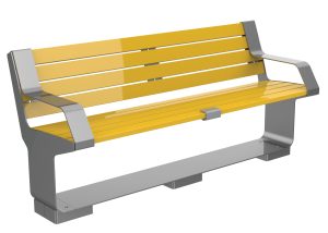 MBE-3000-00015: L-Series Backed Bench, Steel, Two End Arms, Skate Deterrent