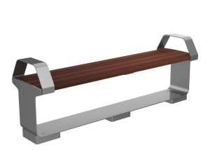 MBE-3000-00022: L-Series Backless Bench, Ipe Wood, Two End Arms