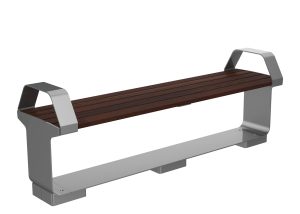 MBE-3000-00023: L-Series Backless Bench, Thermally Modified Ash Wood, Two End Arms