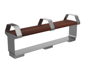 MBE-3000-00025: L-Series Backless Bench, Ipe Wood, Two End Arms, Center Arm