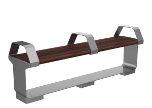 MBE-3000-00026: L-Series Backless Bench, Thermally Modified Ash Wood, Two End Arms, Center Arm