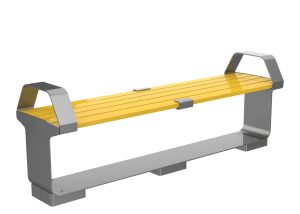 MBE-3000-00033: L-Series Backless Bench, Steel, Two End Arms, Skate Deterrents