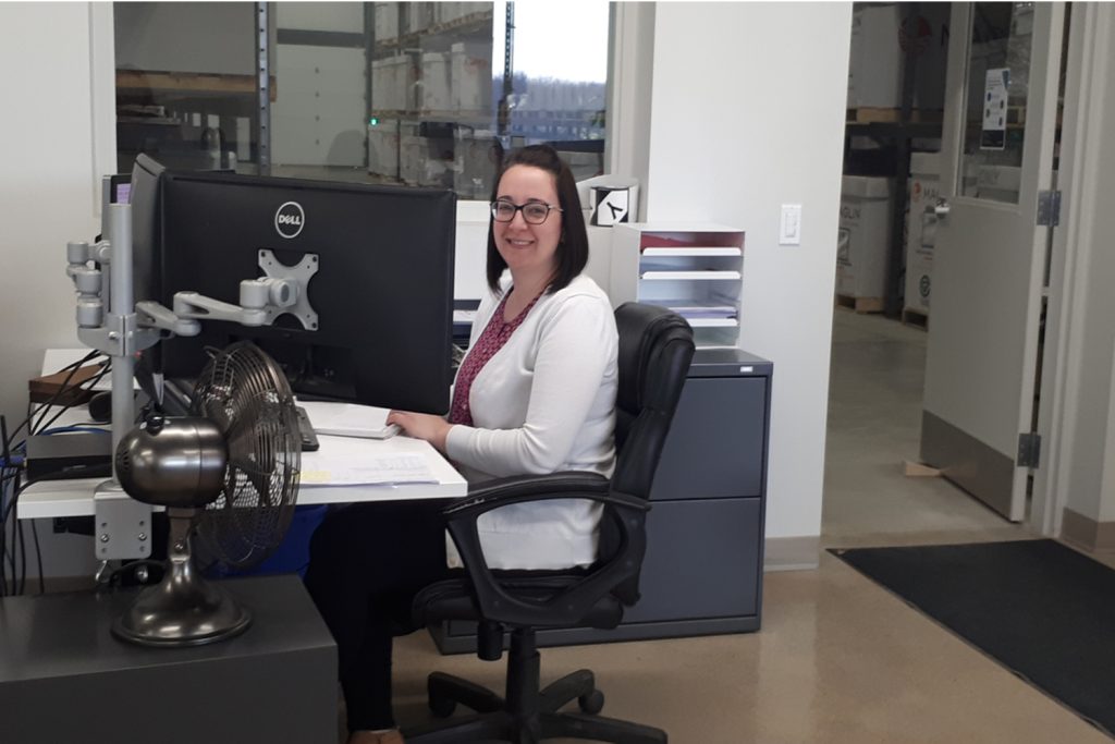 Erin working hard at her desk