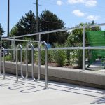 MBR-0400 Bike Racks lined up in front of a townhome complex