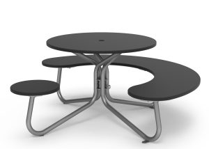 MTB-2800-00037: FAVA Cluster Seating, 1 Quad and 1 Single Seat, OP HDPE Black, Umbrella Hole