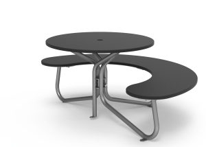 MTB-2800-00043: FAVA Cluster Seating, 1 Quad Seat, OP HDPE Black, Wheelchair Accessible, Umbrella Hole