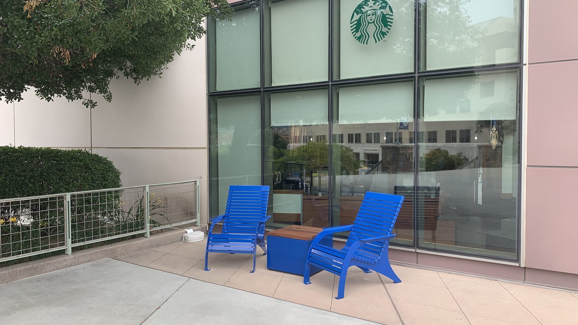 720 Chairs and Pixel block powdercoated blue at California State University Star Bucks