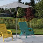 ROMA Sun Shade with 2400 Series Round Surface Mounted Umbrella Base, 720 Chairs in nature