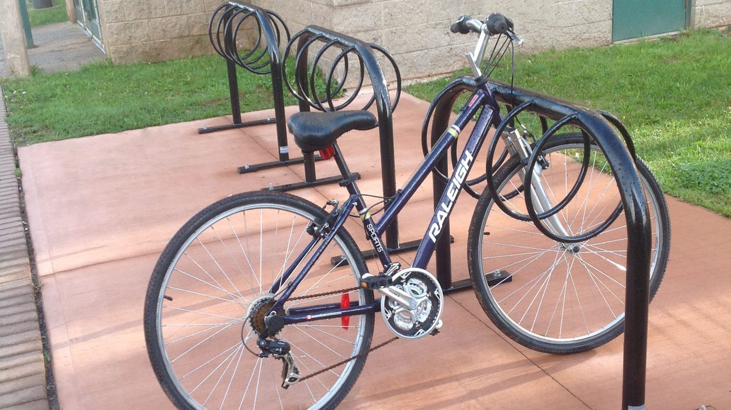 300 Series Bike Racks with Bike locked at Charlottetown University in PEI