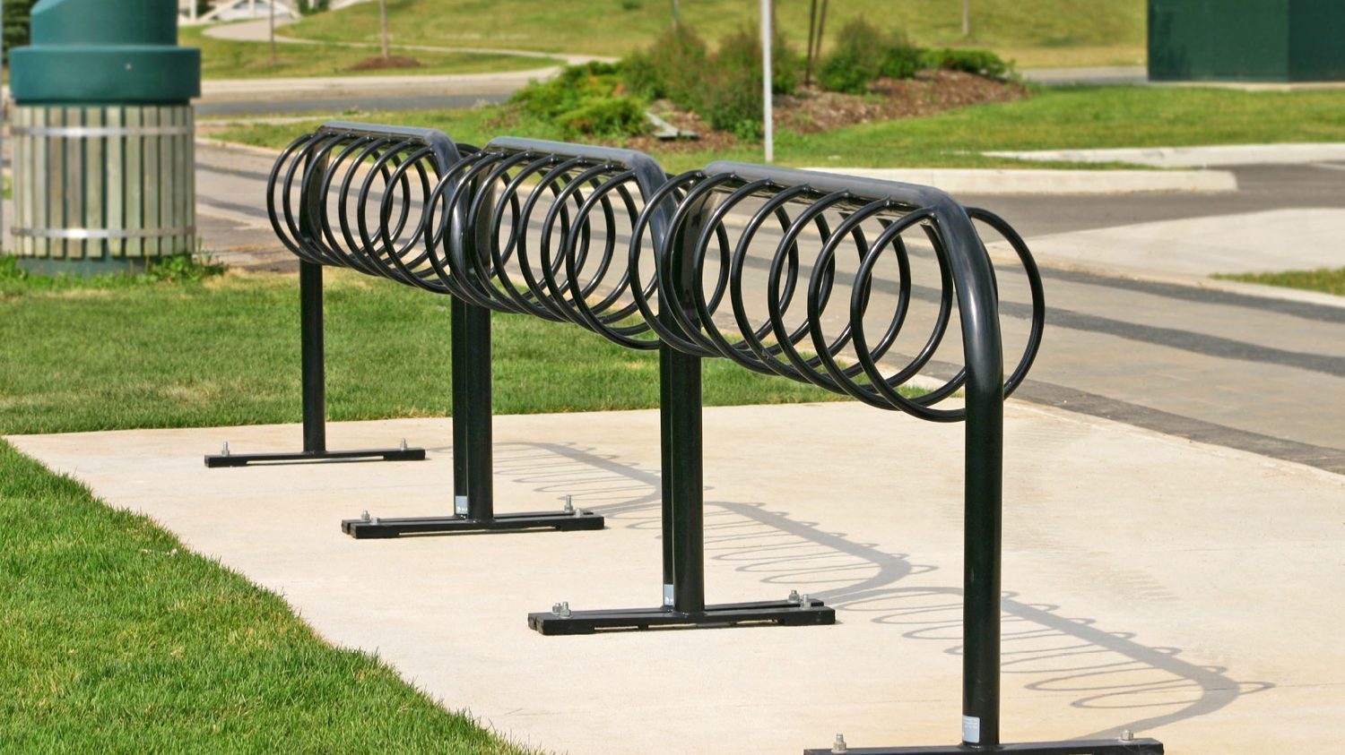 300 Series Bike Racks lined up in a neighborhood