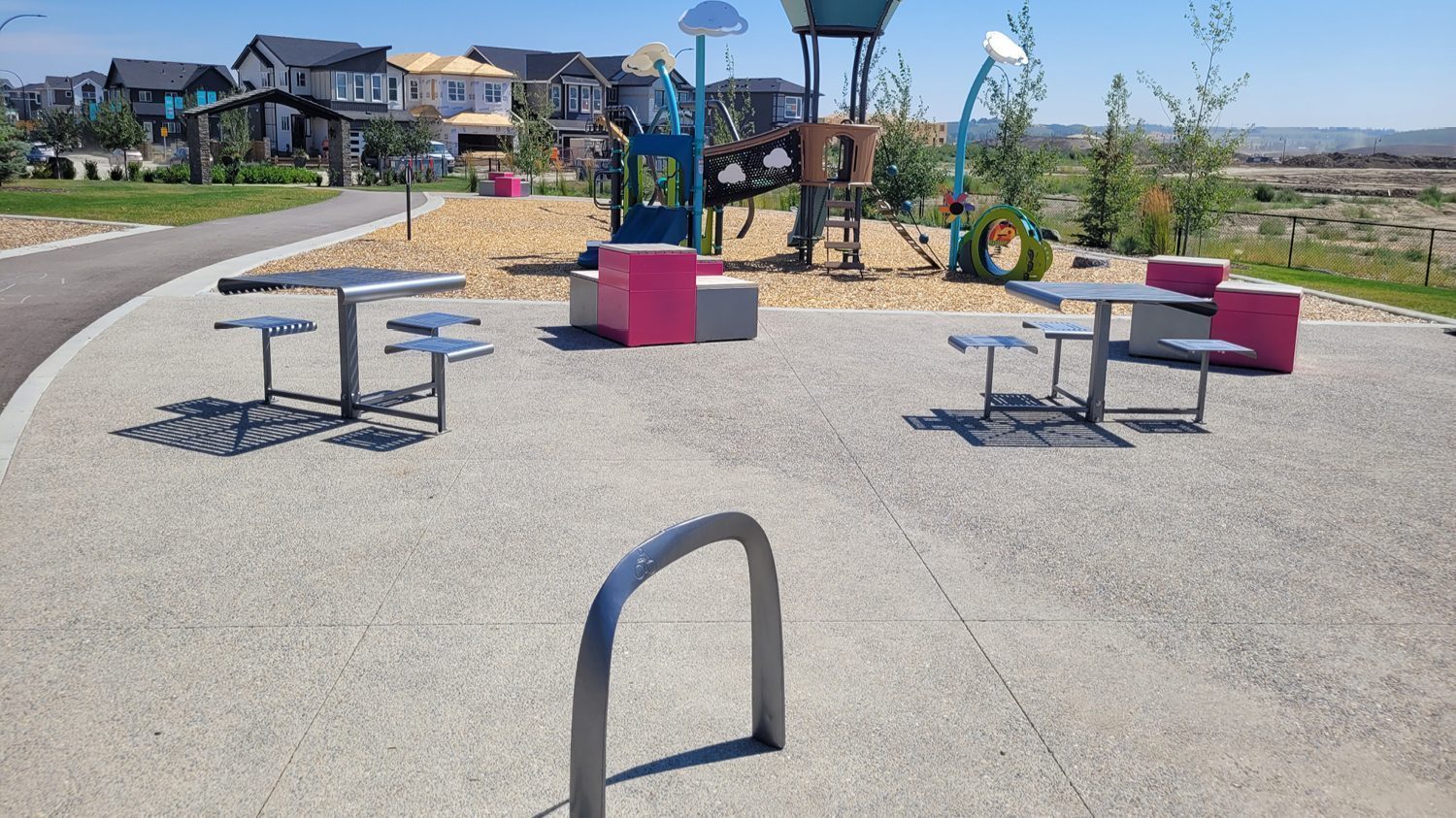 SC 1600 Bike Rack, 400 Cluster Seating and Pixel Blocks at Creekstone, Calgary AB