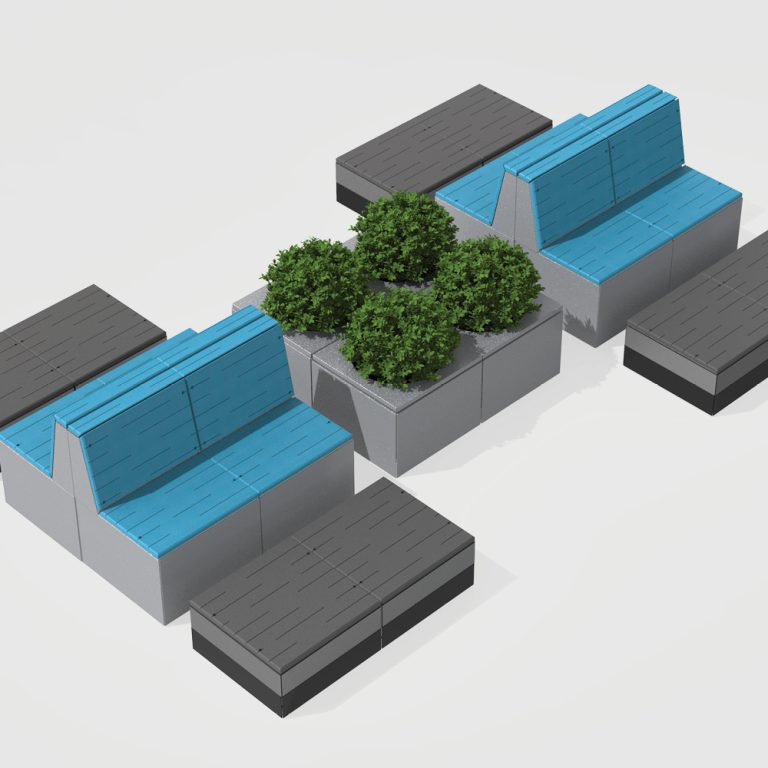 HDPE Pixel backed and backless blocks, planters